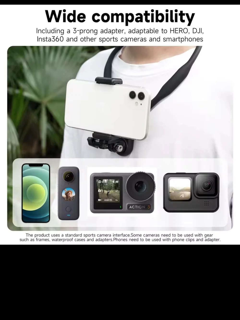 Black Neck Mount Holder for Action Cameras